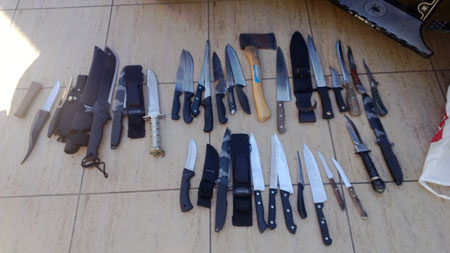 after image of hunting and kitchen knives sharpened